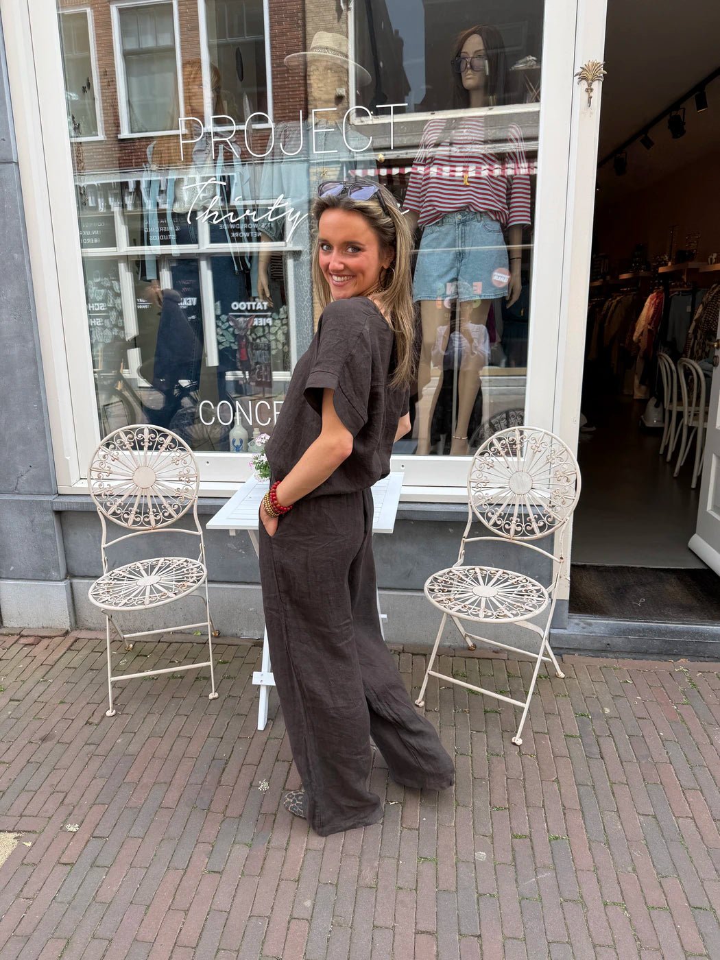 Leni linnen broek choco - Project 35