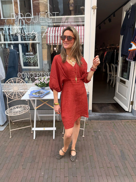Lulu linnen dress rust - Project 35