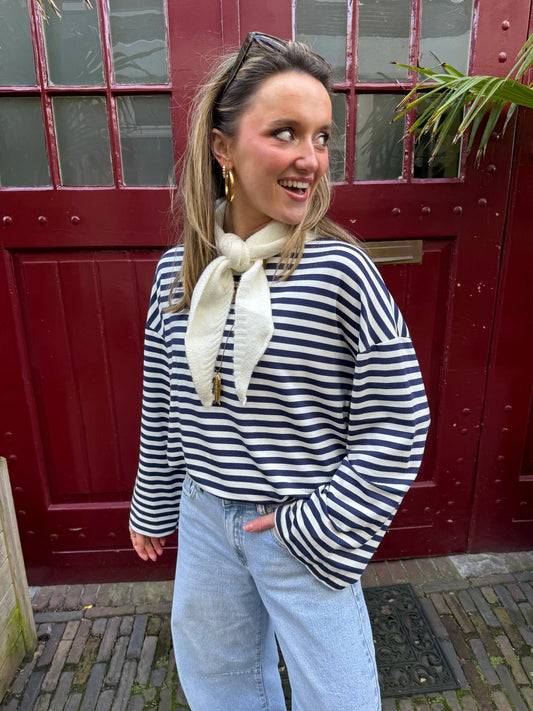 Maud longsleeve navy/white striped - Project 35
