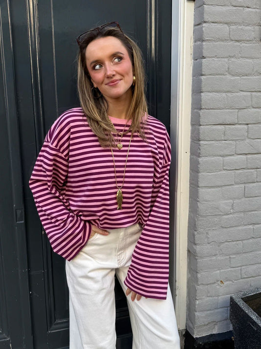 Maud longsleeve purple/pink striped - Project 35