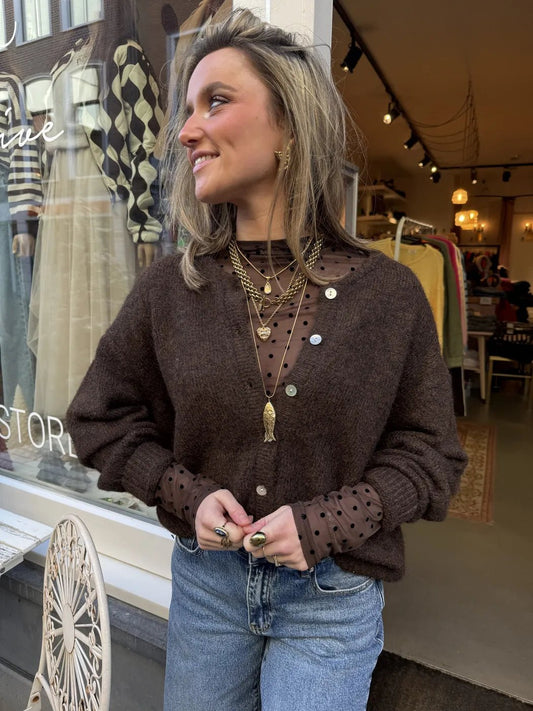 Mesh top dots bruin - Project 35