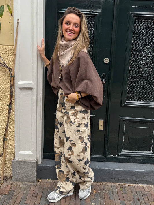 Mira oversized blouse effen bruin - Project 35