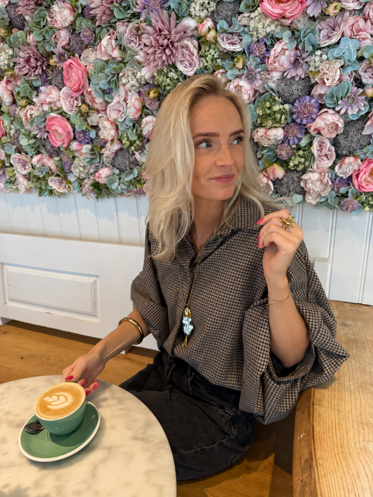 Mira oversized blouse geruit bruin/beige - Project 35
