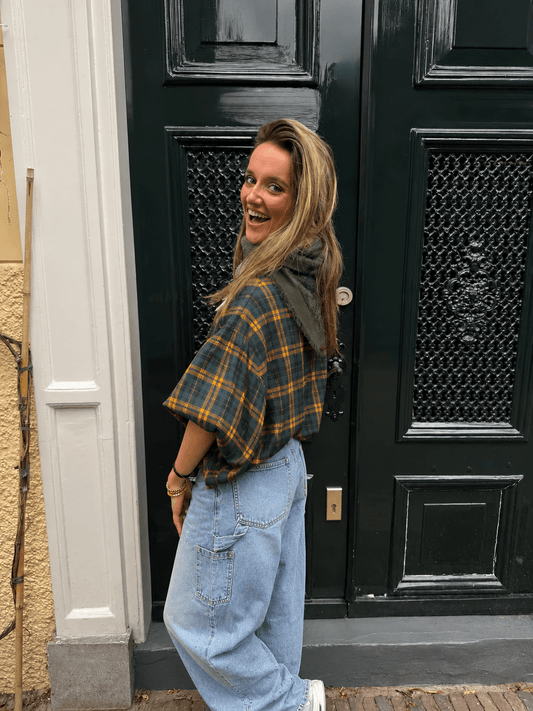 Mira oversized blouse grove ruit groen/geel - Project 35