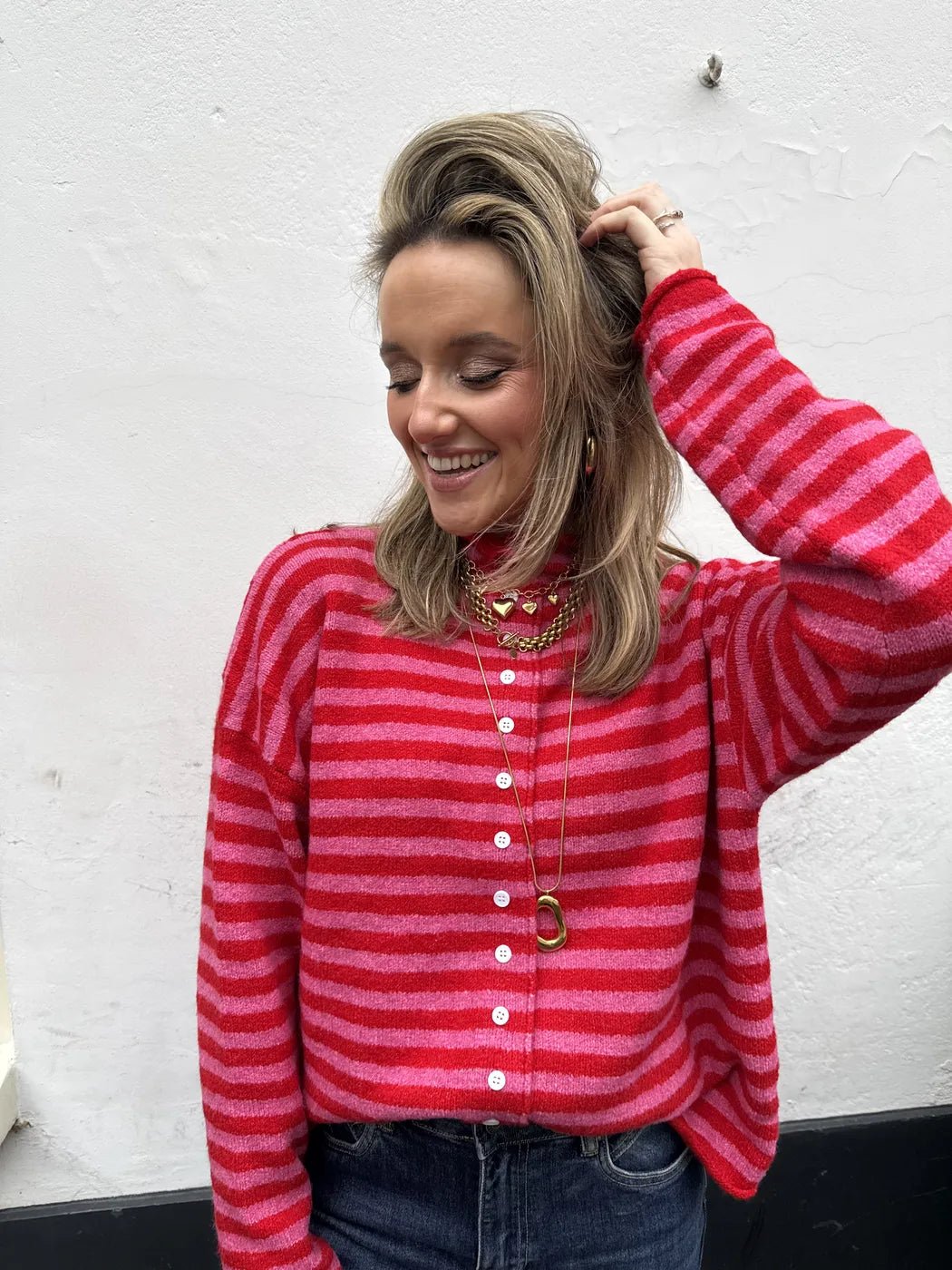 Noa knit pink/red striped - Project 35