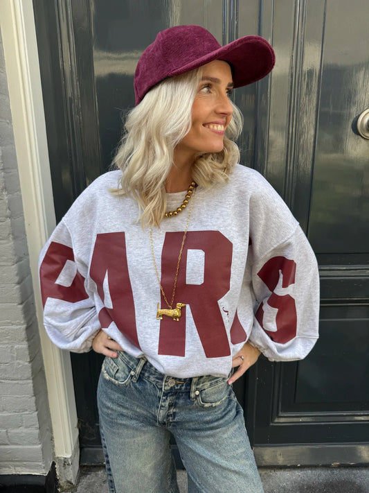 Paris sweater grijs/bordeaux - Project 35