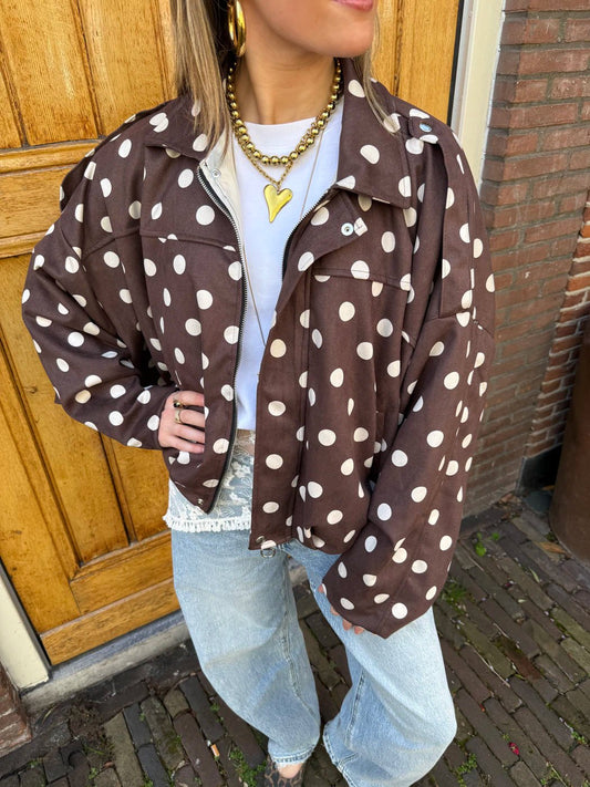 Romi polkadot bomber bruin/wit - Project 35