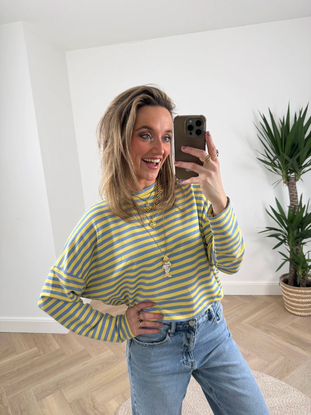 Roos longsleeve blue/yellow striped - Project 35