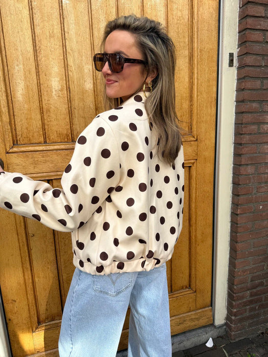 Suze polkadot bomber crème/bruin - Project 35