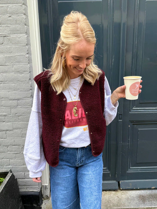 Vera teddy gilet burgundy - Project 35