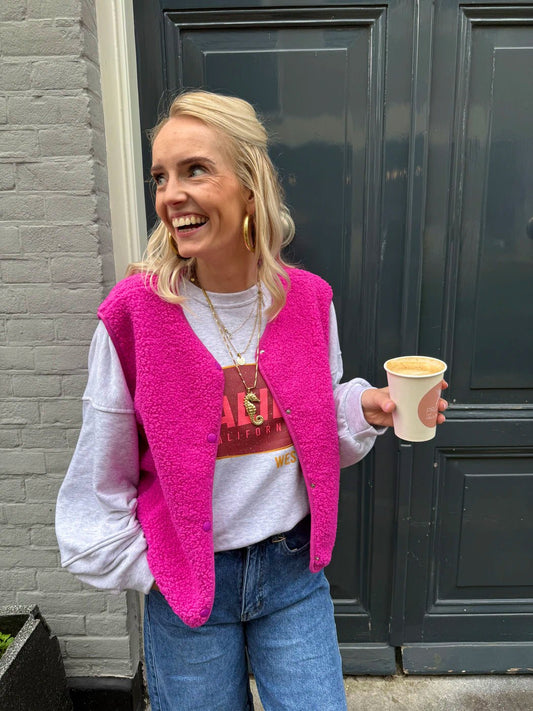 Vera teddy gilet roze - Project 35