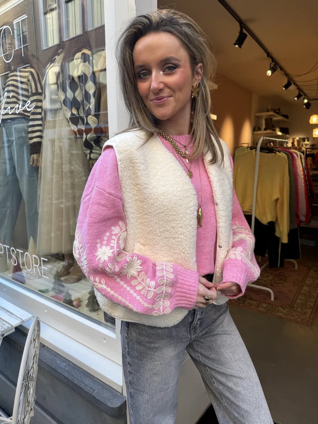 Vera teddy gilet wit - Project 35