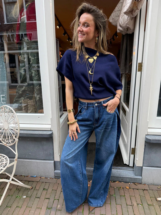 Winnie one shoulder top navy - Project 35