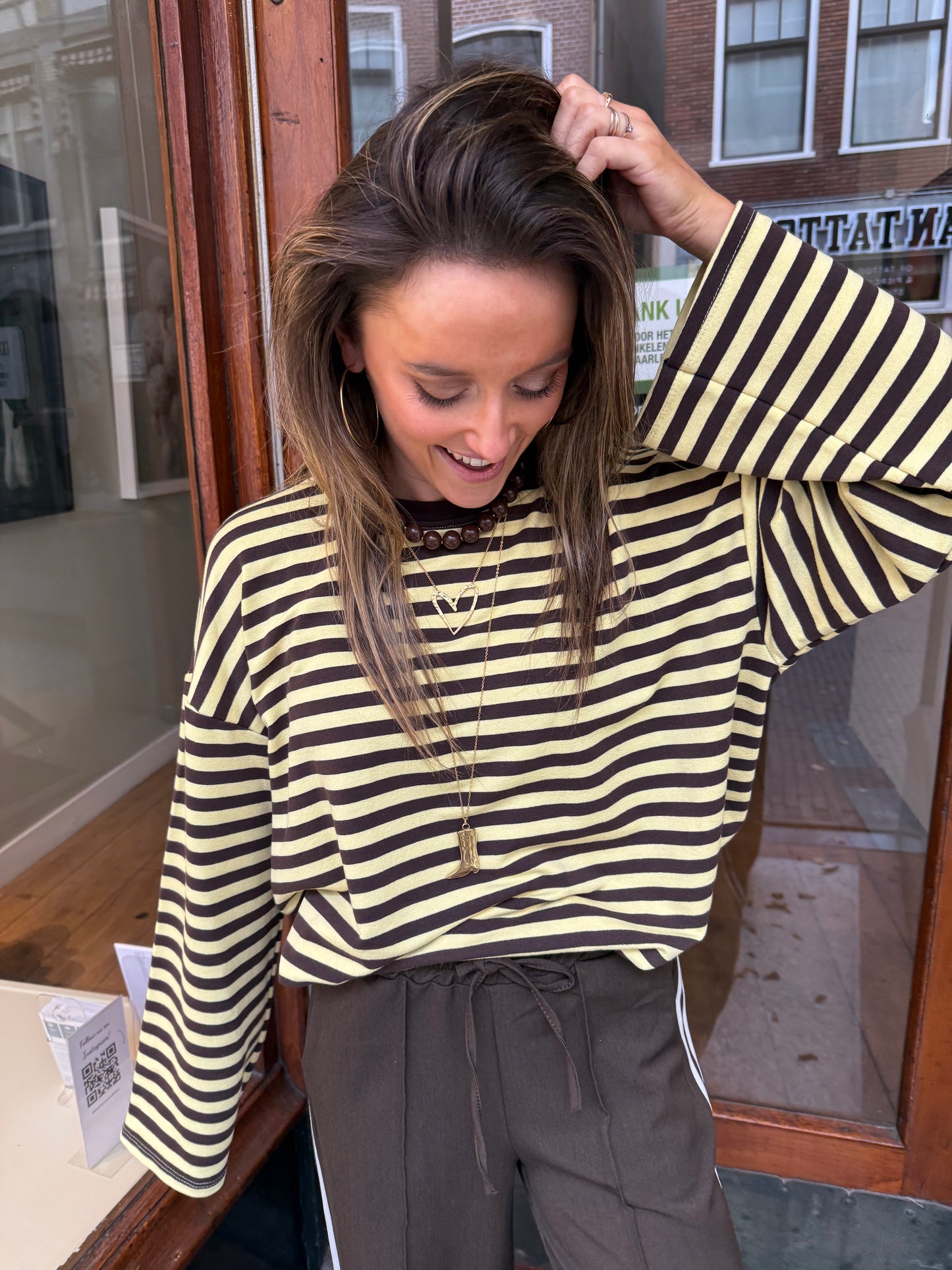 Demi longsleeve brown/yellow