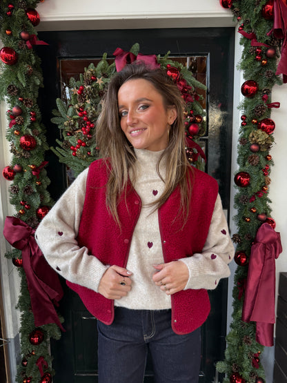 Vera teddy gilet burgundy