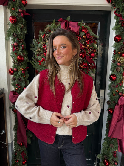 Vera teddy gilet burgundy