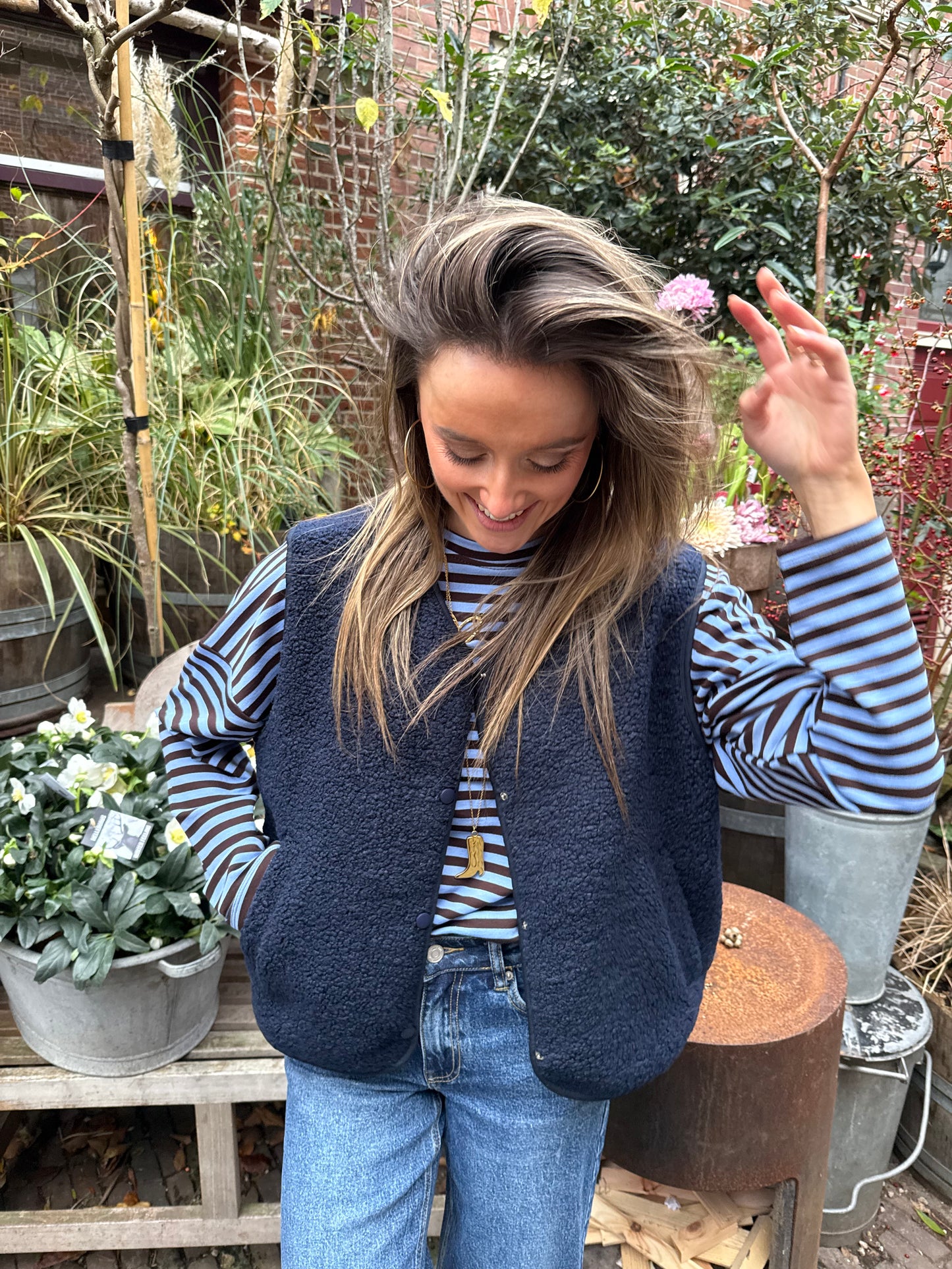 Vera teddy gilet navy