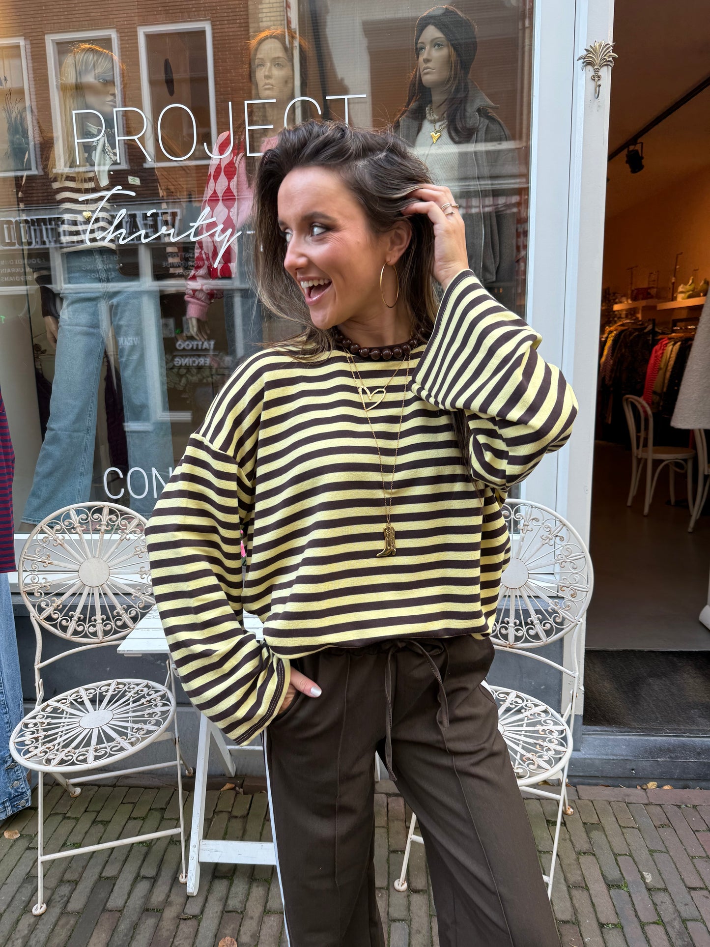 Demi longsleeve brown/yellow