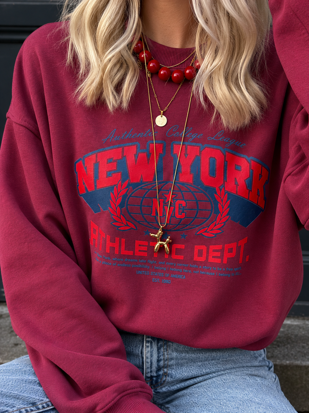 New York sweater raspberry