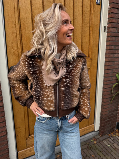 Fien bambi print fur jasje