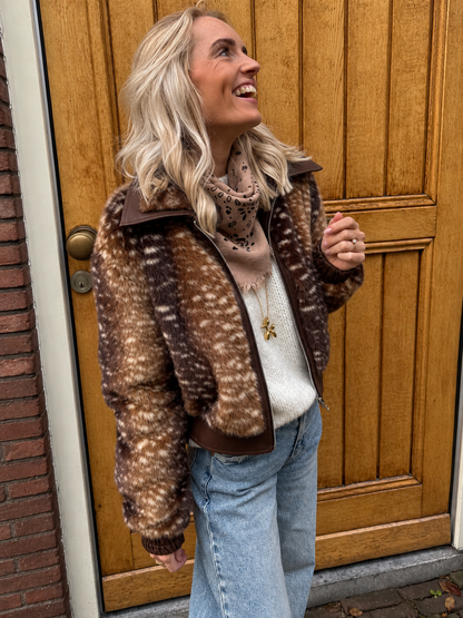 Fien bambi print fur jasje