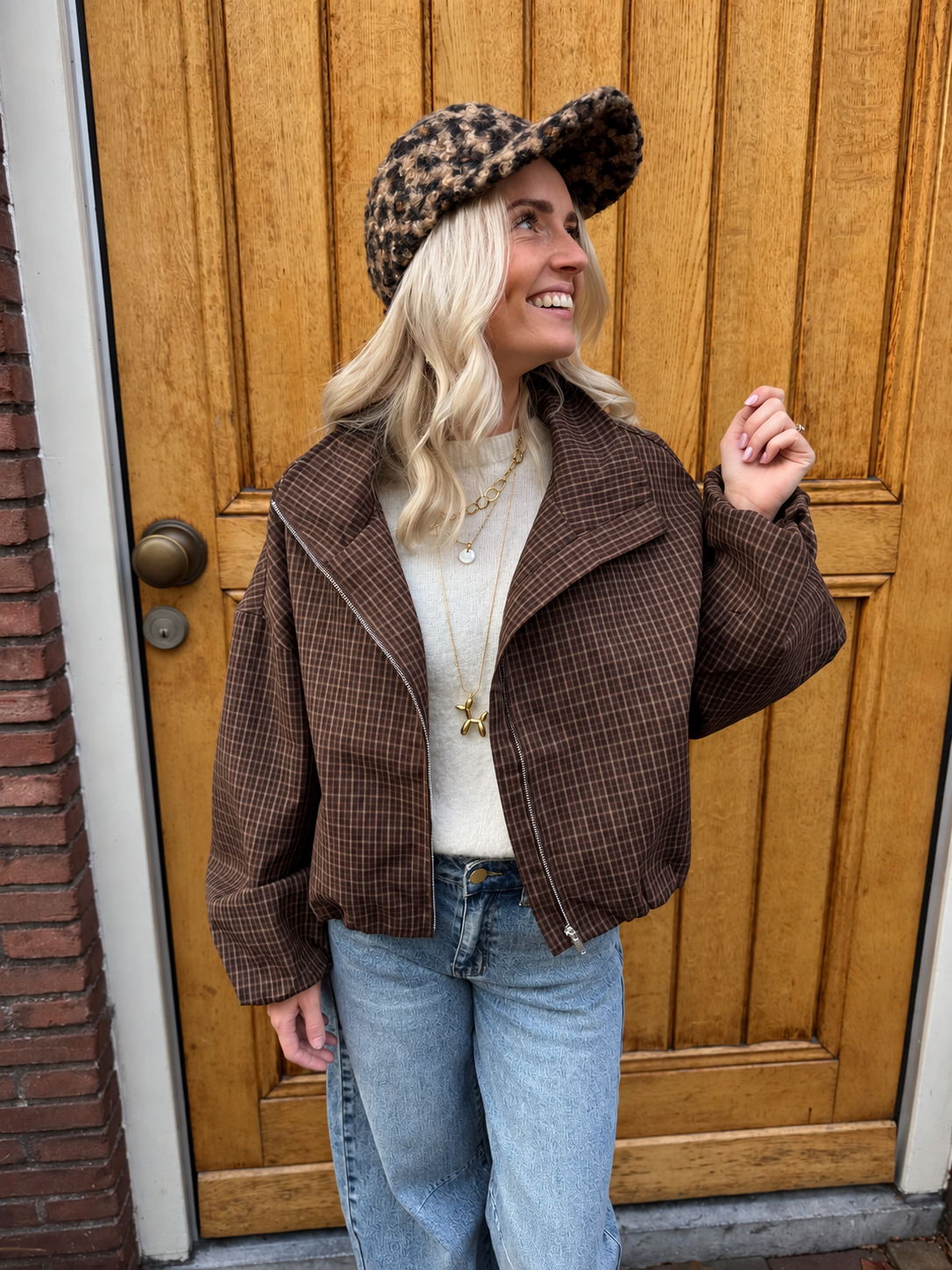 Lola geruite bomber bruin