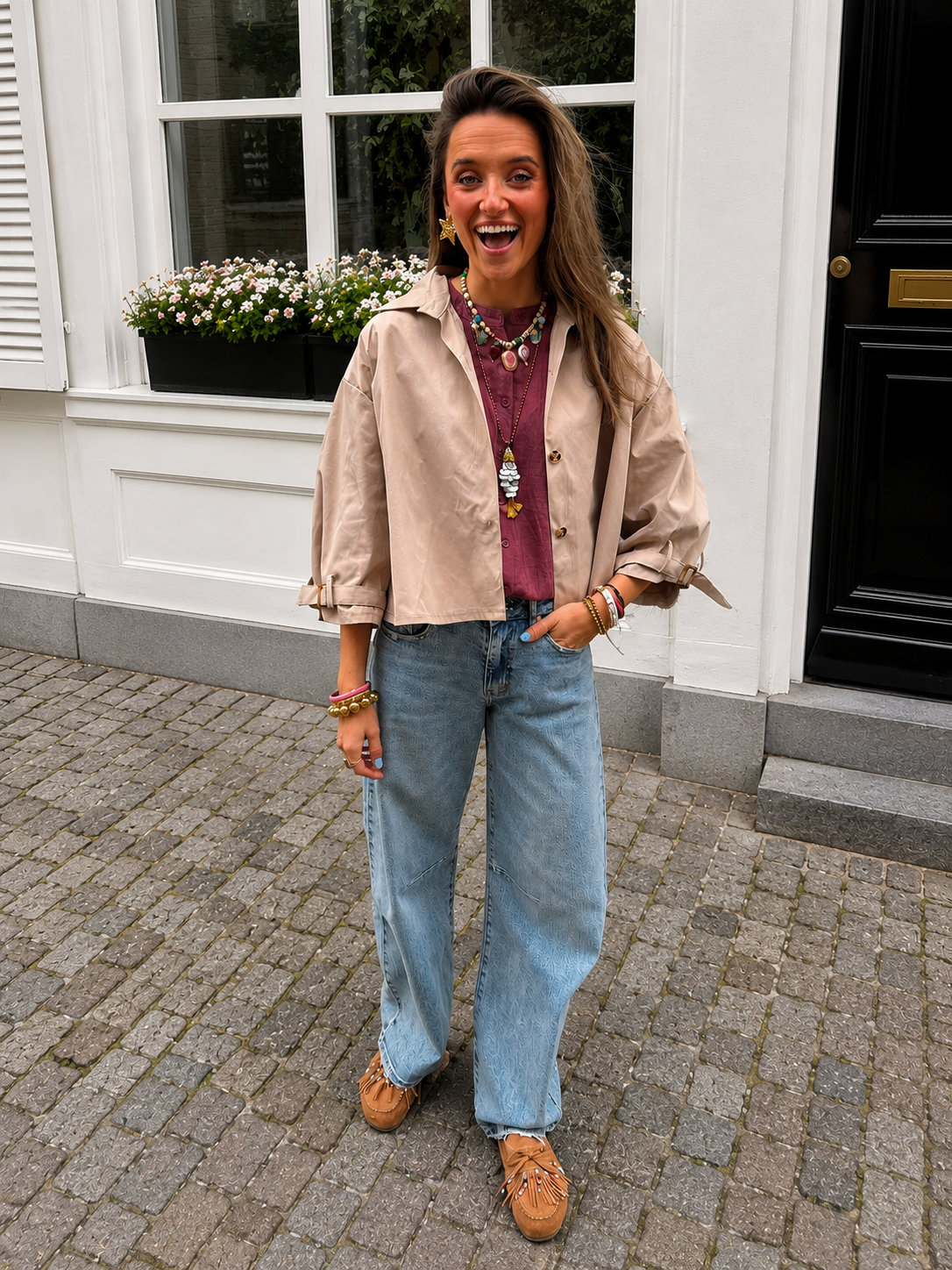 Sacha trenchcoat korte mouw beige