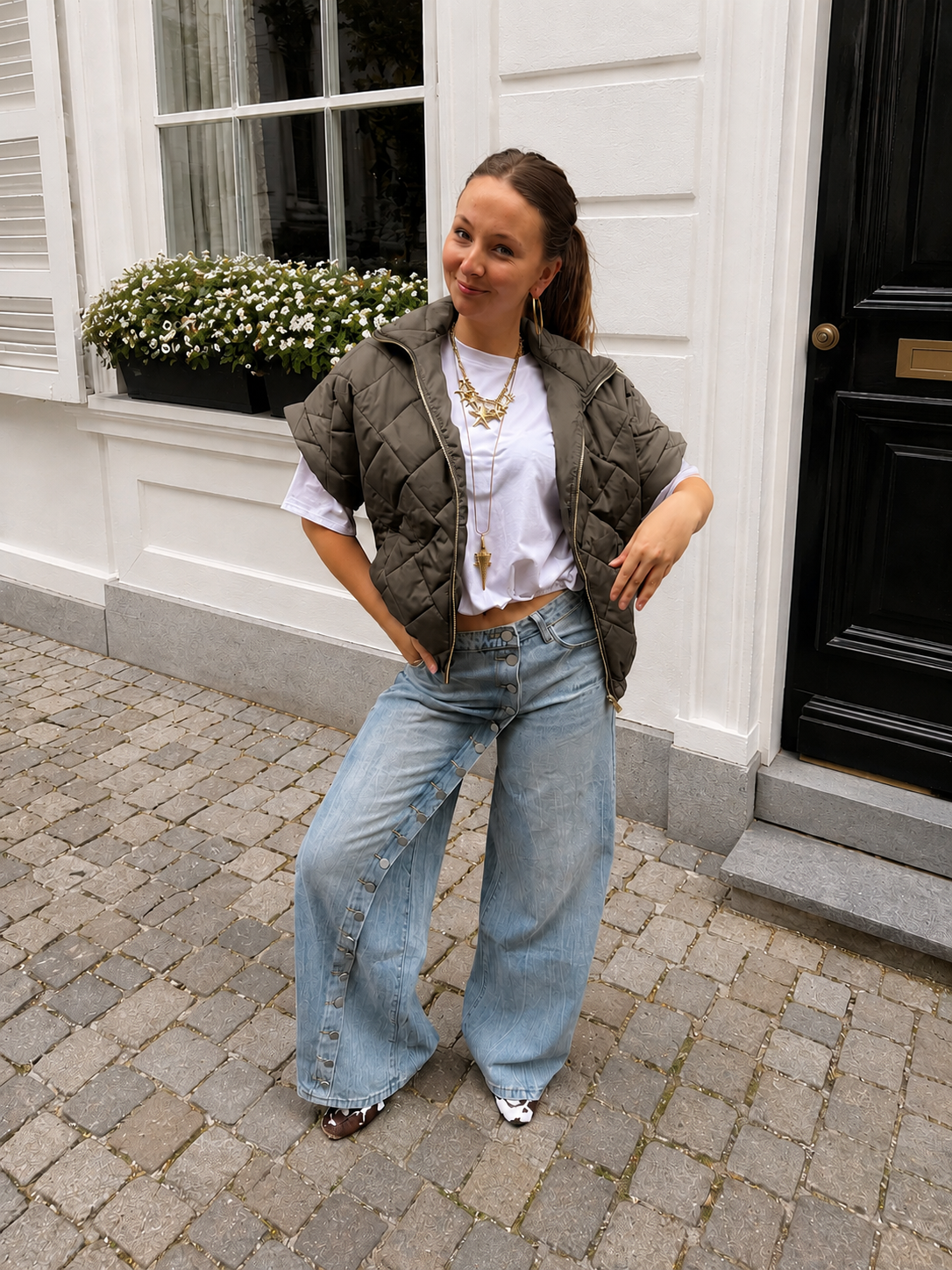 Coco oversized gewatteerde bodywarmer groen