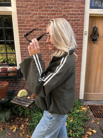 Riley gewatteerde bomber groen/wit streep