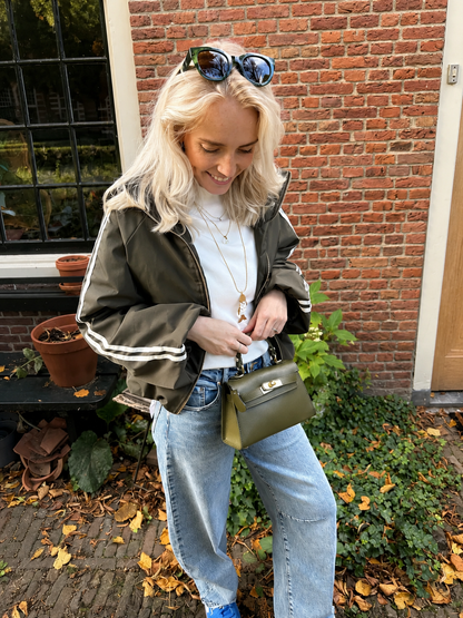 Riley gewatteerde bomber groen/wit streep