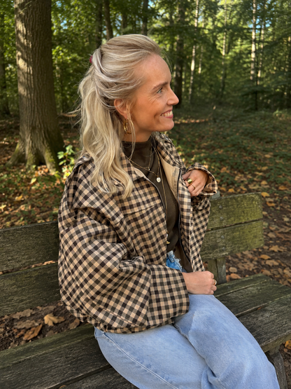 Bowie geruite bomber oversized groen/beige