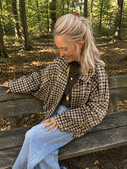 Bowie geruite bomber oversized groen/beige