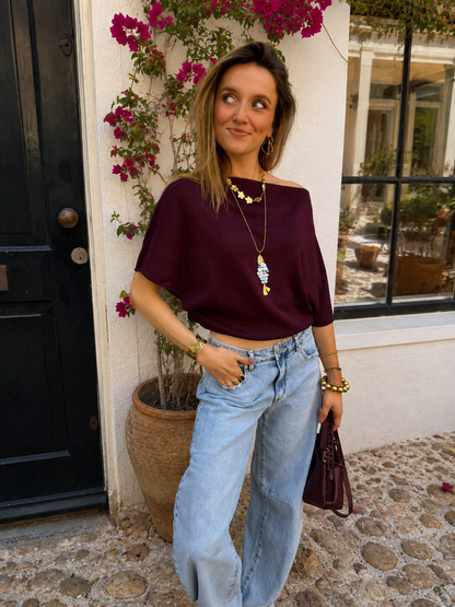 Winnie one shoulder top burgundy