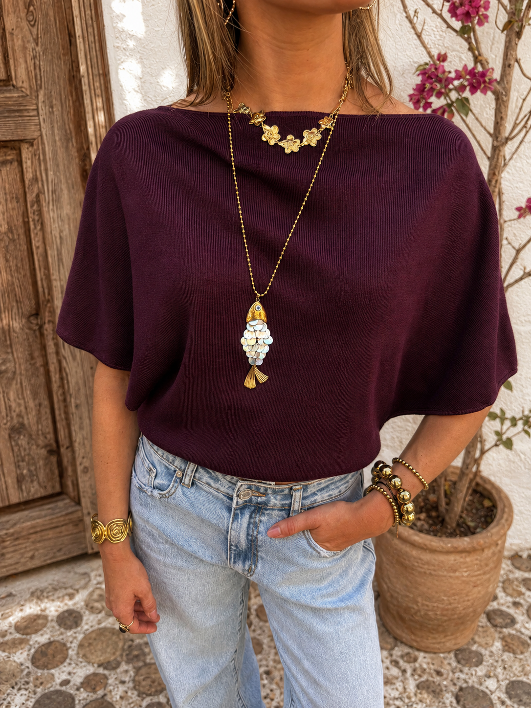 Winnie one shoulder top burgundy