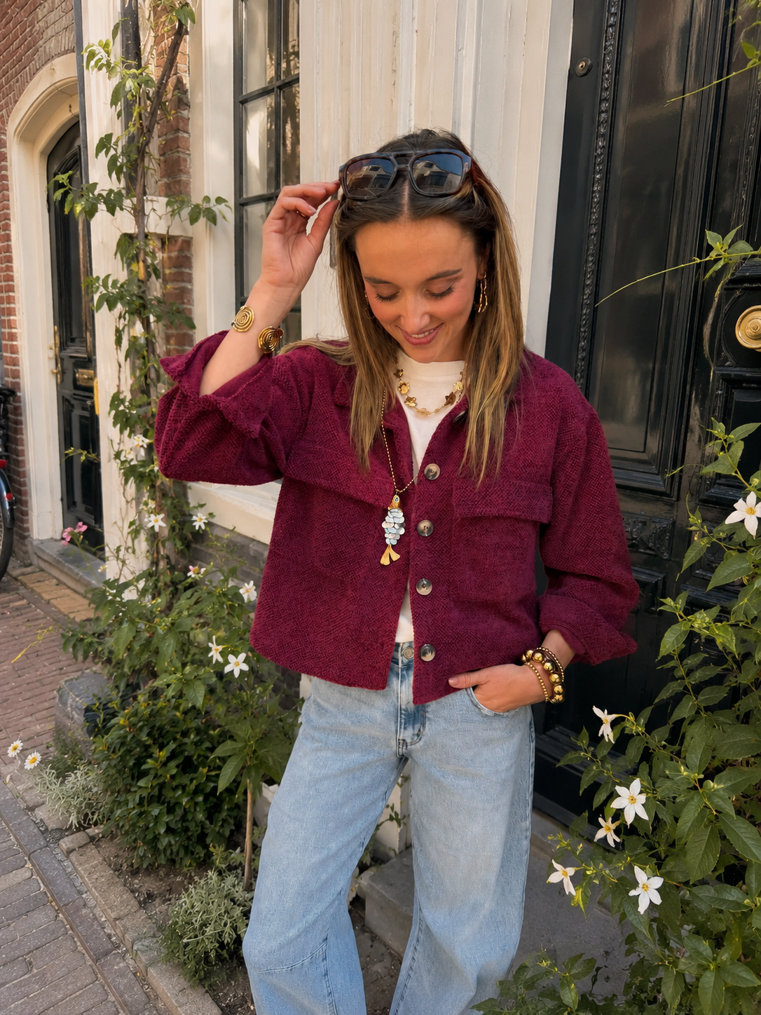 Bibi teddy look overshirt jasje cherry