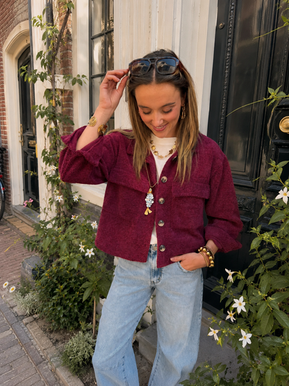 Bibi teddy look overshirt jasje cherry