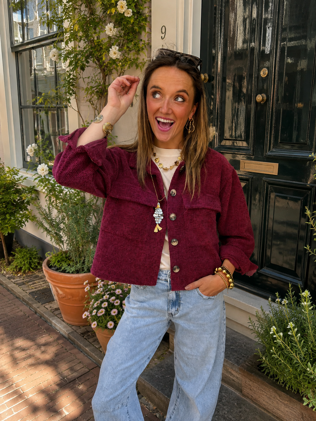 Bibi teddy look overshirt jasje cherry