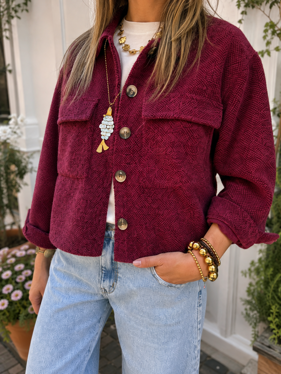 Bibi teddy look overshirt jasje cherry