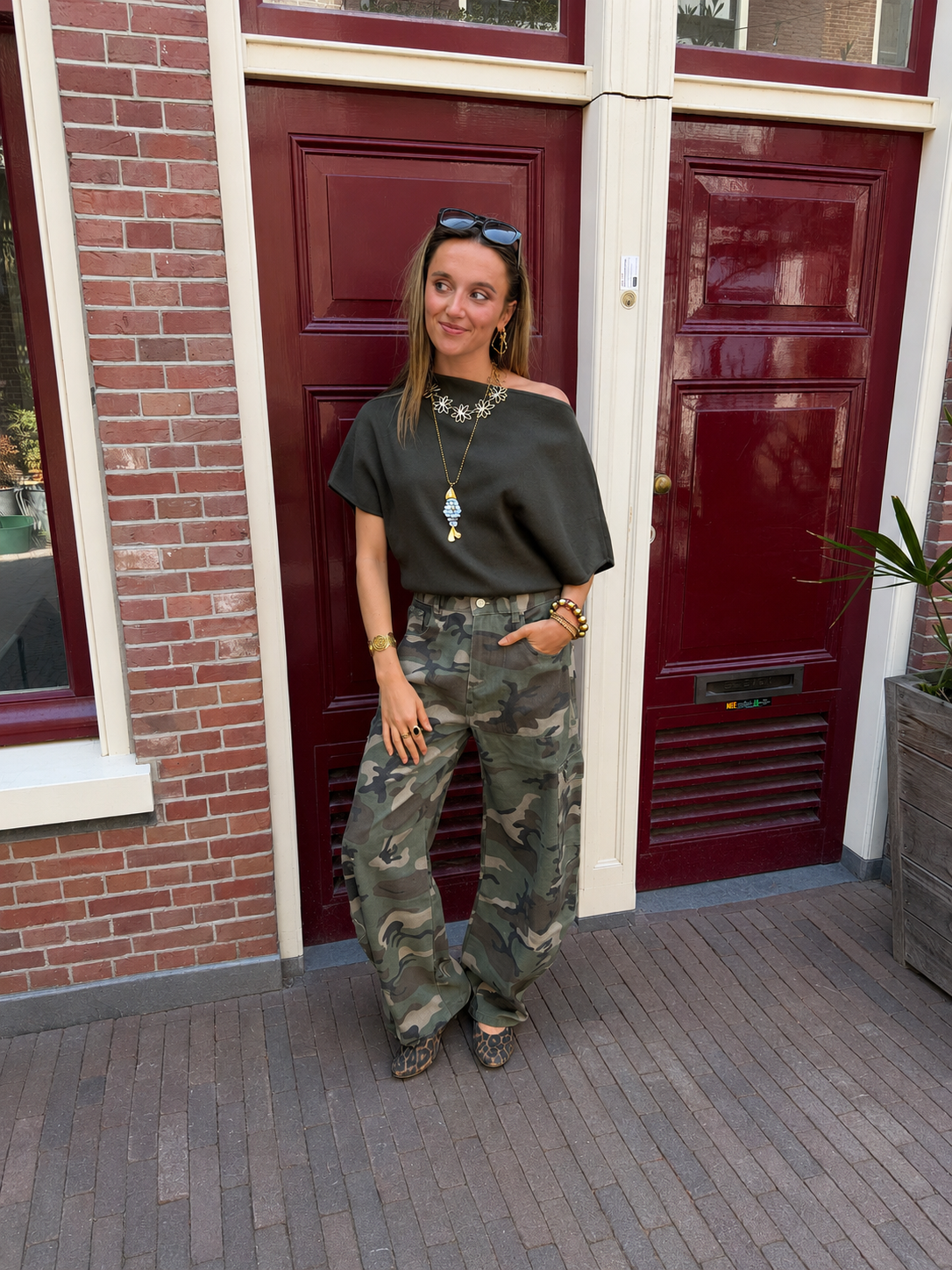 Winnie one shoulder top green
