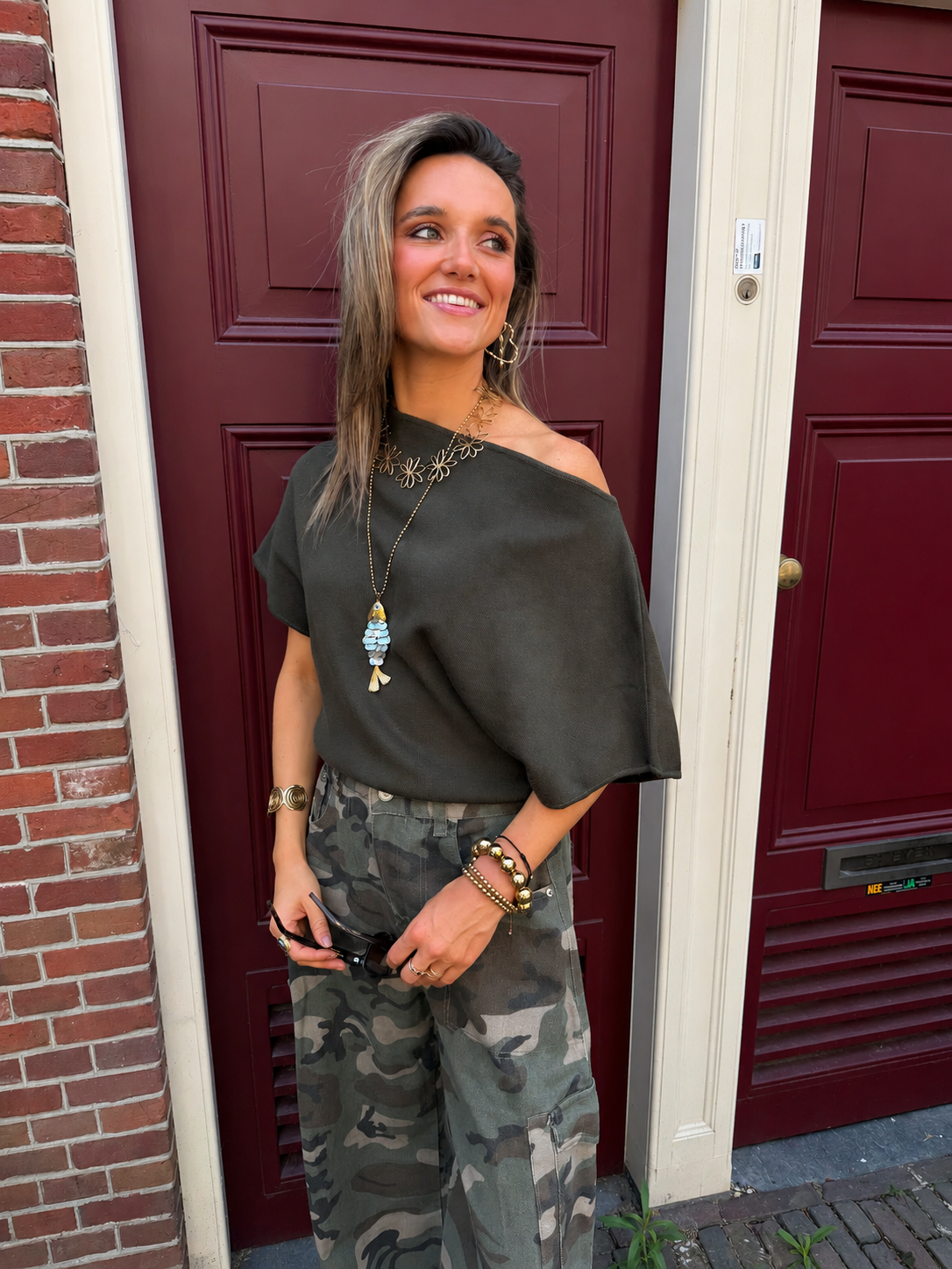 Winnie one shoulder top green