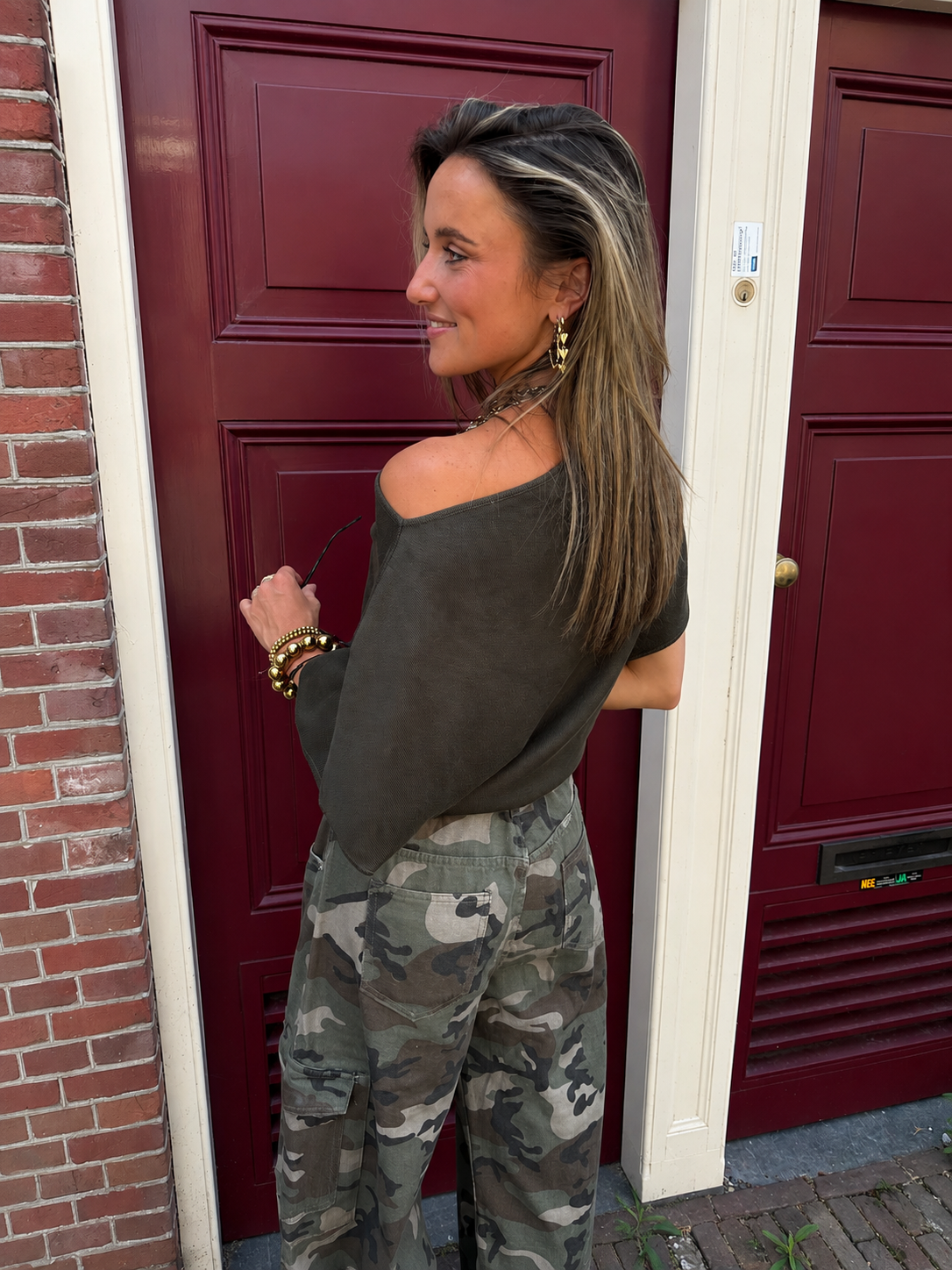 Winnie one shoulder top green