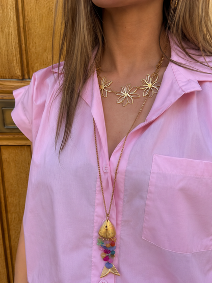 Lange ketting 'mooiste vis' gekleurd