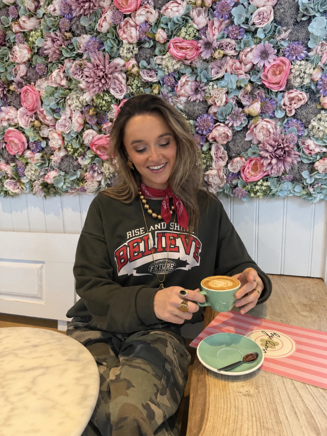 Mees oversized sweater print groen