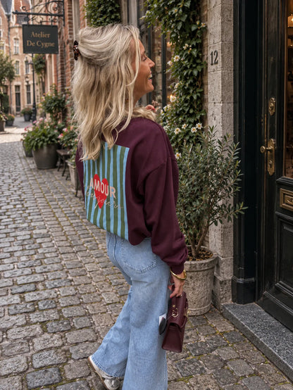 Amour oversized sweater print bordeaux