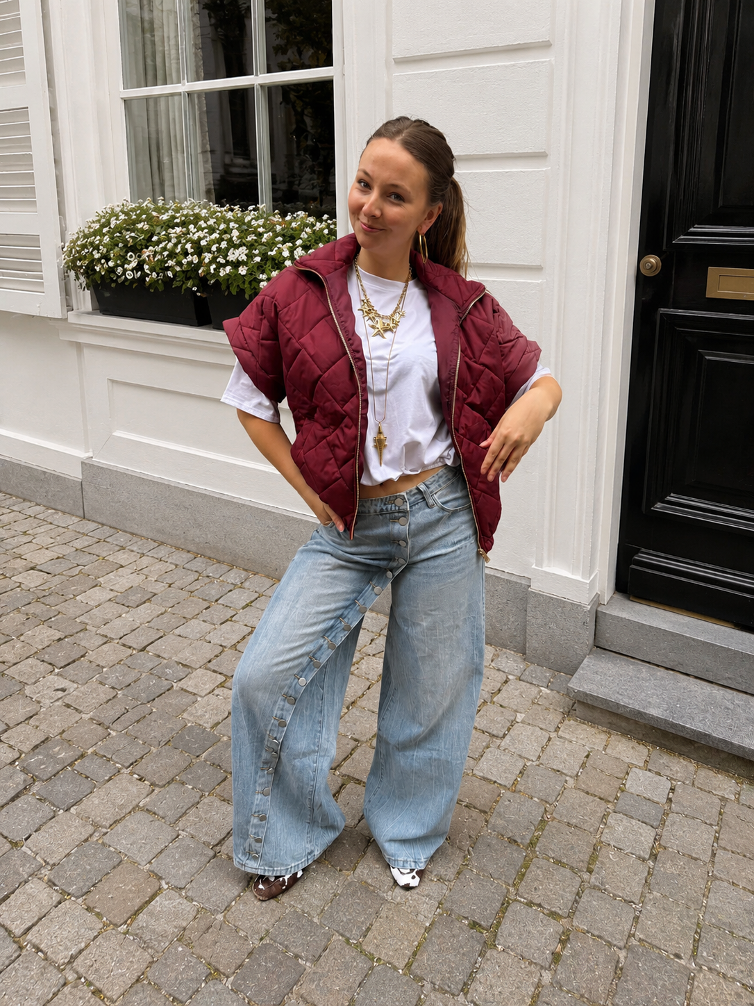 Coco oversized bodywarmer cherry