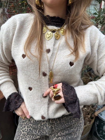 Lily hearts cardigan beige/brown