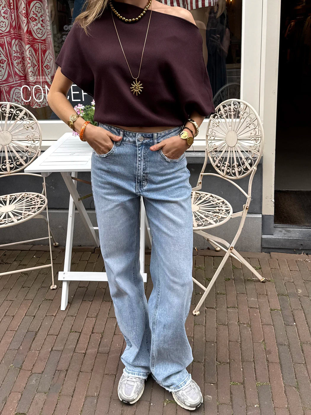 Gaya wide leg jeans high waisted blue