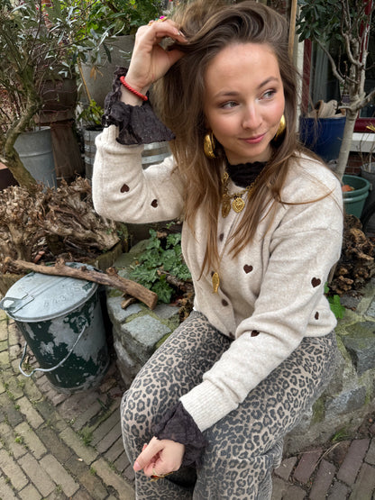 Lily hearts cardigan beige/brown