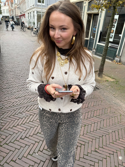 Lily hearts cardigan beige/brown