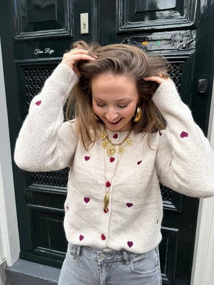 Lily hearts cardigan beige/purple